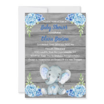 Boy Elephant Baby Shower Invitation