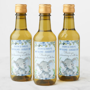 Boy Elephant Baby Shower Mini Wine Labels