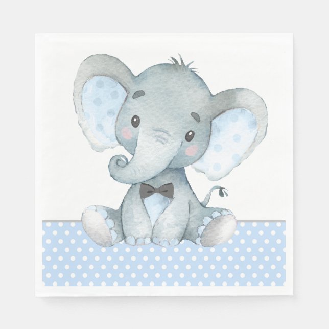 Boy Elephant Baby Shower Paper Napkins (Front)
