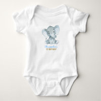 Boy Elephant Blue Bodysuit 1st Birthday Party