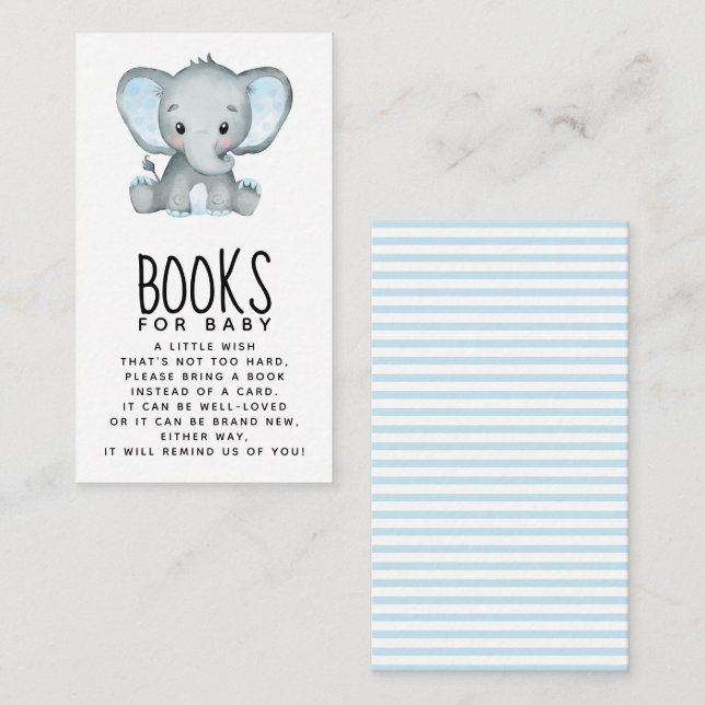 Boy Elephant Books for Baby  Enclosure Card (Front/Back)