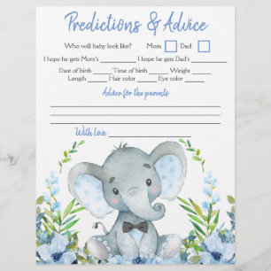 Boy Elephant Bow Tie Baby Shower Double Game Flyer