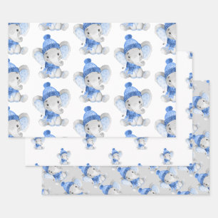 Boy Elephant Christmas Wrapping Paper