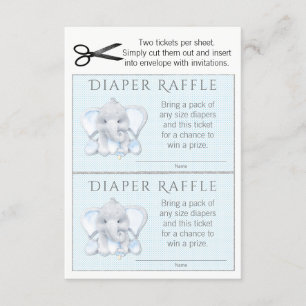 Boy Elephant Diaper Raffle Tickets Invitation