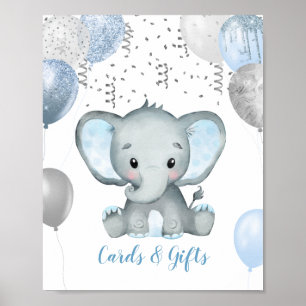 Boy Elephant Watercolor Baby Shower Gifts Poster