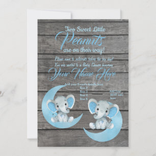Boy Elephants Baby Shower Invitation rustic moo