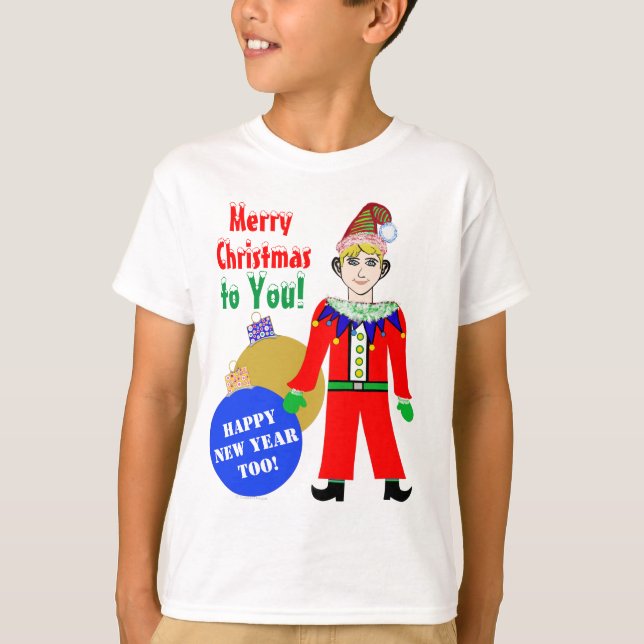 Boy Elf Christmas Ornaments T-Shirt (Front)