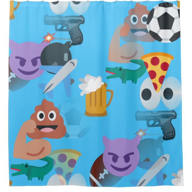 boy emoji shower curtain bathroom (Front)