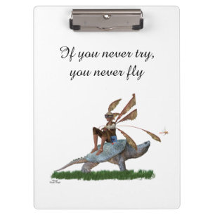 Boy Fairy Riding On Turtle Clipboard
