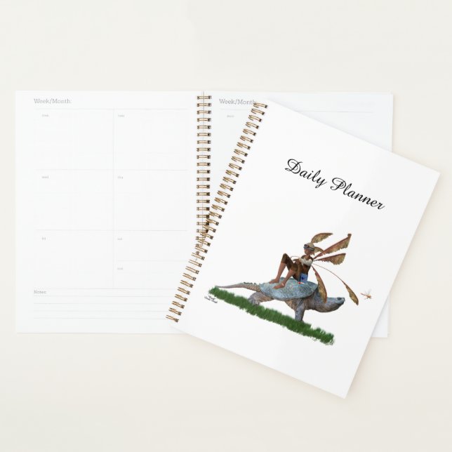 Boy Fairy Riding On Turtle Daily Planner (Display)