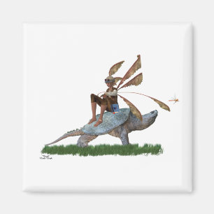 Boy Fairy Riding On Turtle Magnet