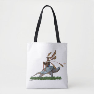Boy Fairy Riding On Turtle Tote Bag