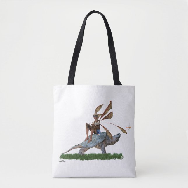 Boy Fairy Riding On Turtle Tote Bag (Front)