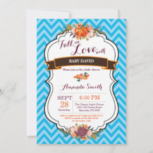 Boy Fall in Love Pumpkin Baby Shower Invitation