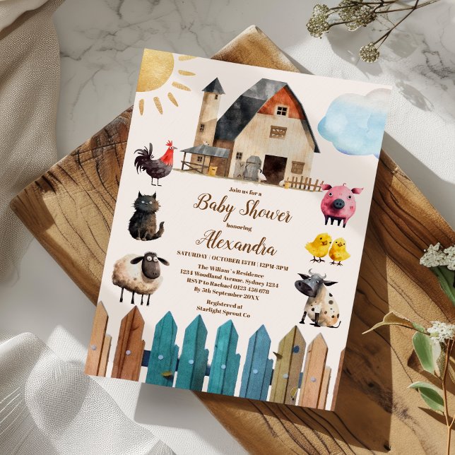 Boy Farm Animals Baby Shower Invitation (Creator Uploaded)