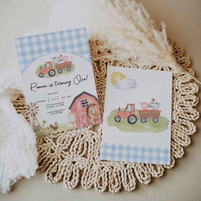 Boy Farm Animals Barnyard Birthday Invitation (Creator Uploaded)