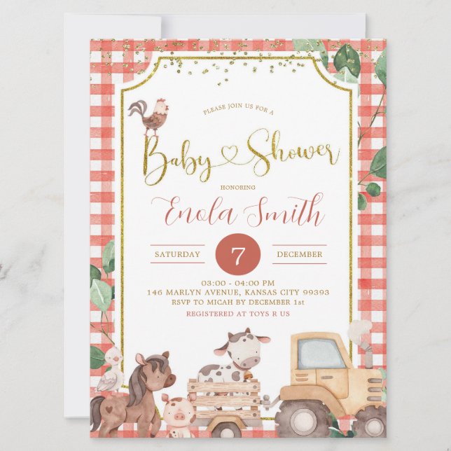 Boy Farm Baby Shower Invitation (Front)