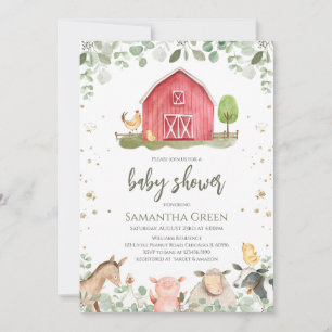 Boy Farm Baby Shower Invitation