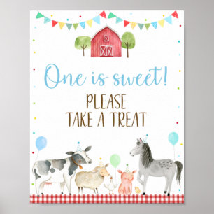 Boy Farm One Is Sweet Birthday Treat Sign