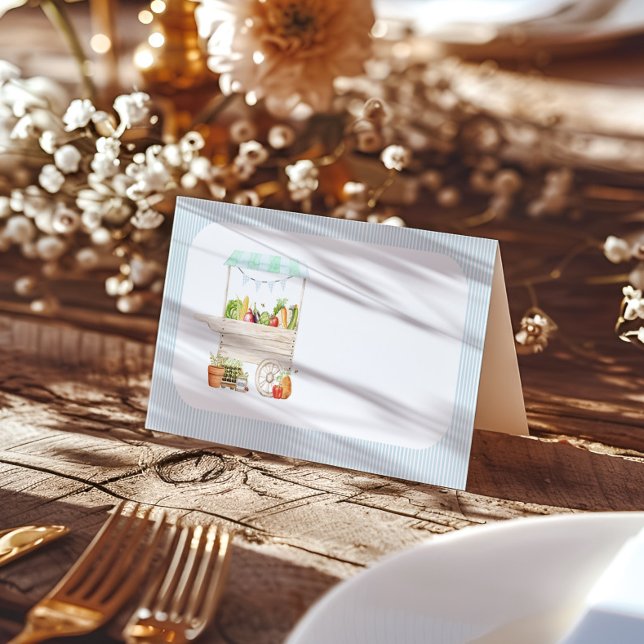 Boy Farmers Market Vegetable Stand Place Card (Creator Uploaded)