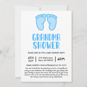 Boy Feet First Time Grandma Baby Shower Invitation