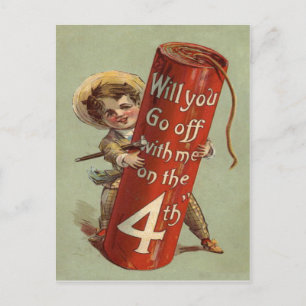 Boy Firework Firecracker Match Postcard