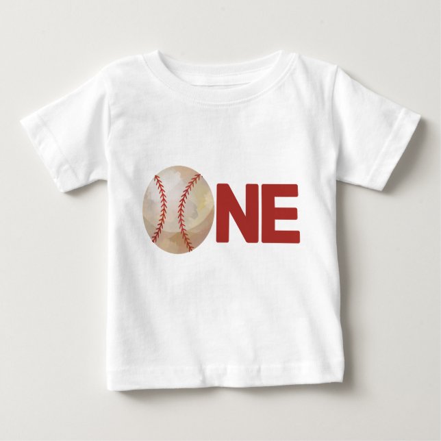 Boy First Birthday Baseball ONE Baby T-Shirt (Front)