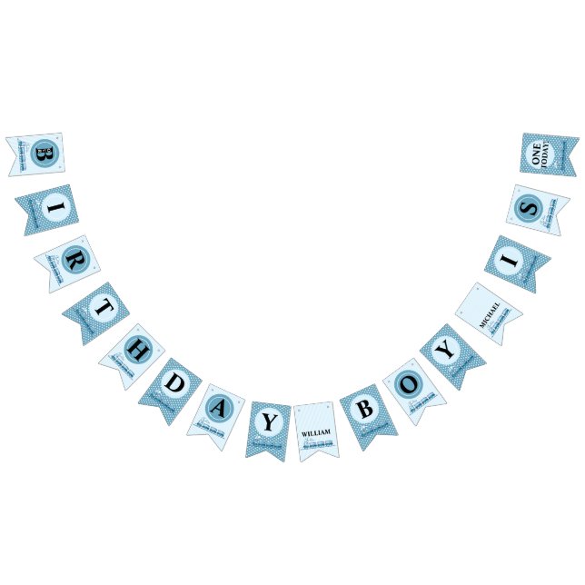 Boy First Birthday Blue Trains Bunting (All)
