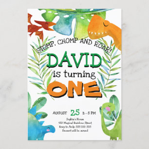 Boy First Birthday Dinosaur 1st Birthday Party Invitation