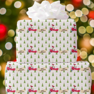Boy First Christmas Santa and Aeroplane Cute Custo Wrapping Paper