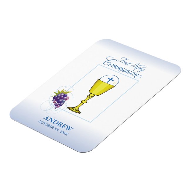 Boy First Communion, Chalice with Host and Grapes Magnet (Left Side)