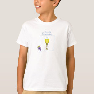 Boy First Communion, Chalice with Host and Grapes T-Shirt