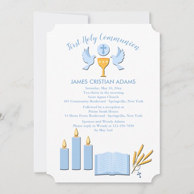 Boy First Communion Invitation (Front)