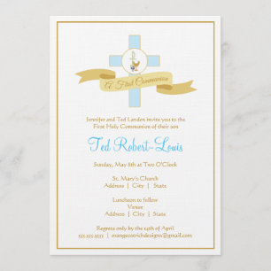 Boy First Communion Invitation - Blue