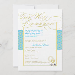 Boy First Communion Invitation - Blue