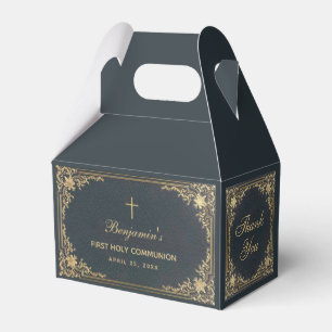 Boy First Communion Vintage Blue Gold Elegant Favour Box