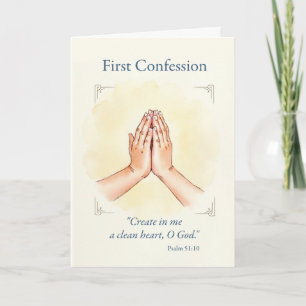 Boy First Confession Praying Hands Watercolor Card