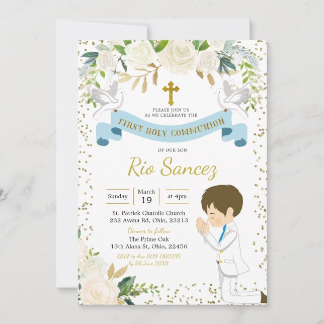 Boy First Holy Communion Invitation (Front)