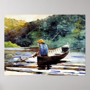 Boy Fishing, artwork by Winslow Homer Poster