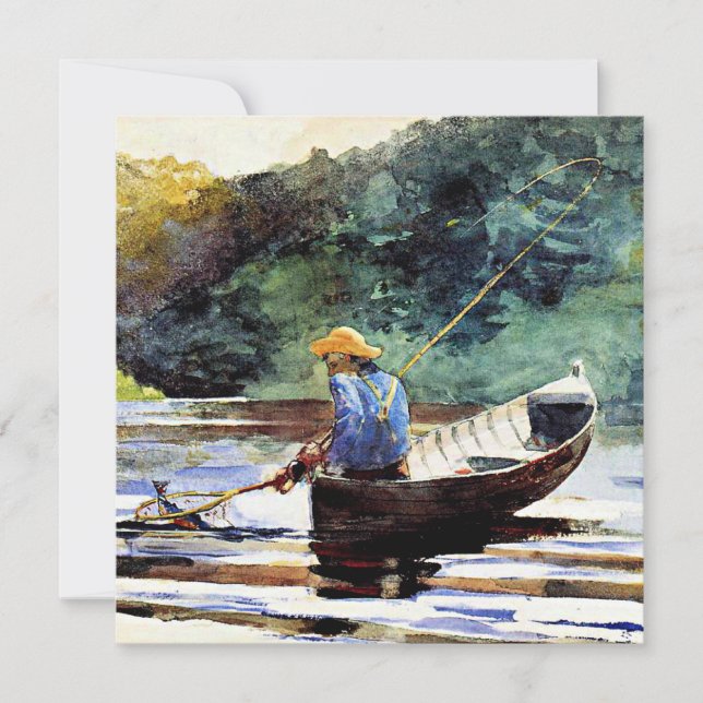 Boy Fishing, fine art painting by Winslow Homer, Card (Front)