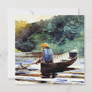 Boy Fishing, fine art painting by Winslow Homer, Card