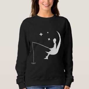 Boy Fishing Off The Moon White Sweatshirt
