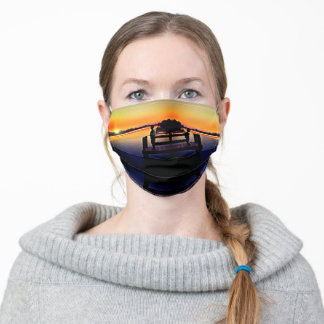 Boy fishing on pier cloth face mask