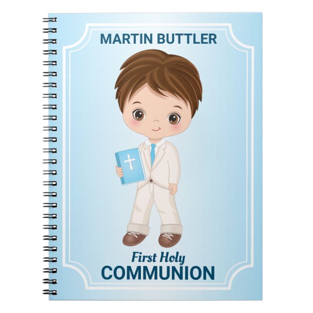 Boy Fist Holy Communion Spiral Photo Notebook (Front)