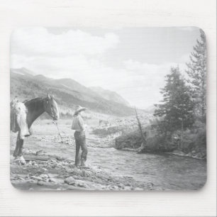 Boy fly fishing. mouse pad