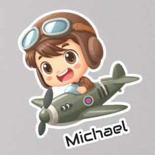 Boy Flying Airplane Clouds Fun Kids Personalized