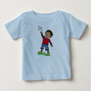 Boy Flying Paper Aeroplane Baby T-Shirt