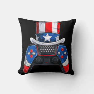 Boy Fourth Of July Tee US American Flag Video Gam Cushion