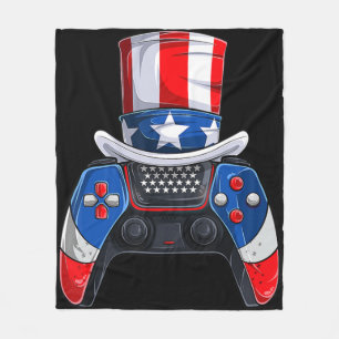 Boy Fourth Of July Tee  US American Flag Video Gam Fleece Blanket