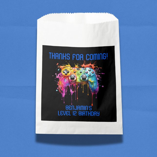 Boy Gamer Blue Video Game Party Favours Favour Bag (Creator Uploaded)